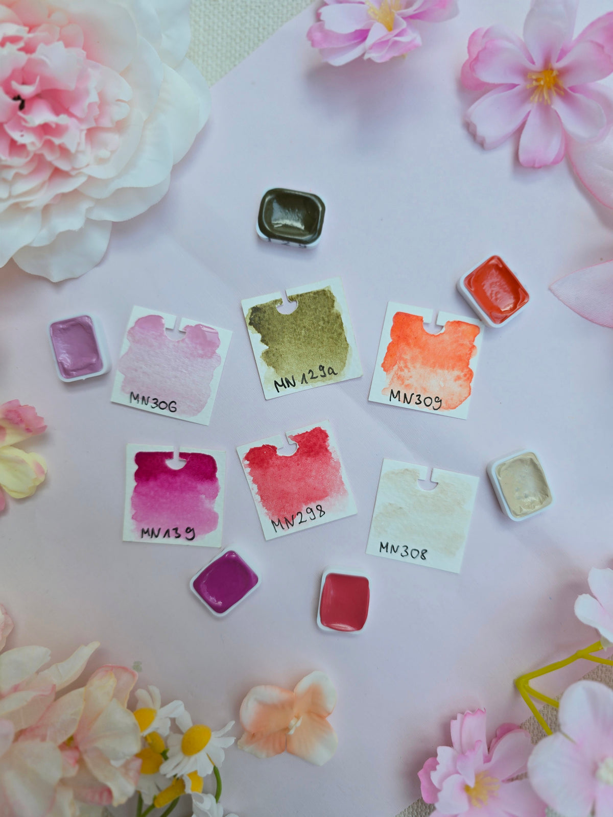 MNcolors-Set: Peach Blossom 6 x 1/4 Napf - handgemachte Aquarellfarben
