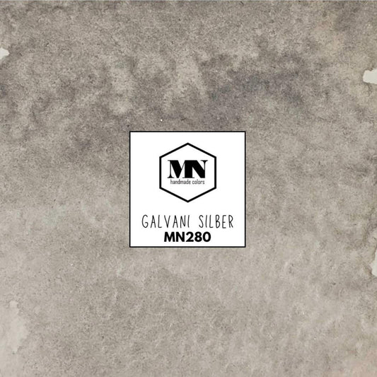 MN280 - Glitzer Galvani Silber - MNcolors handgemachte Aquarellfarben