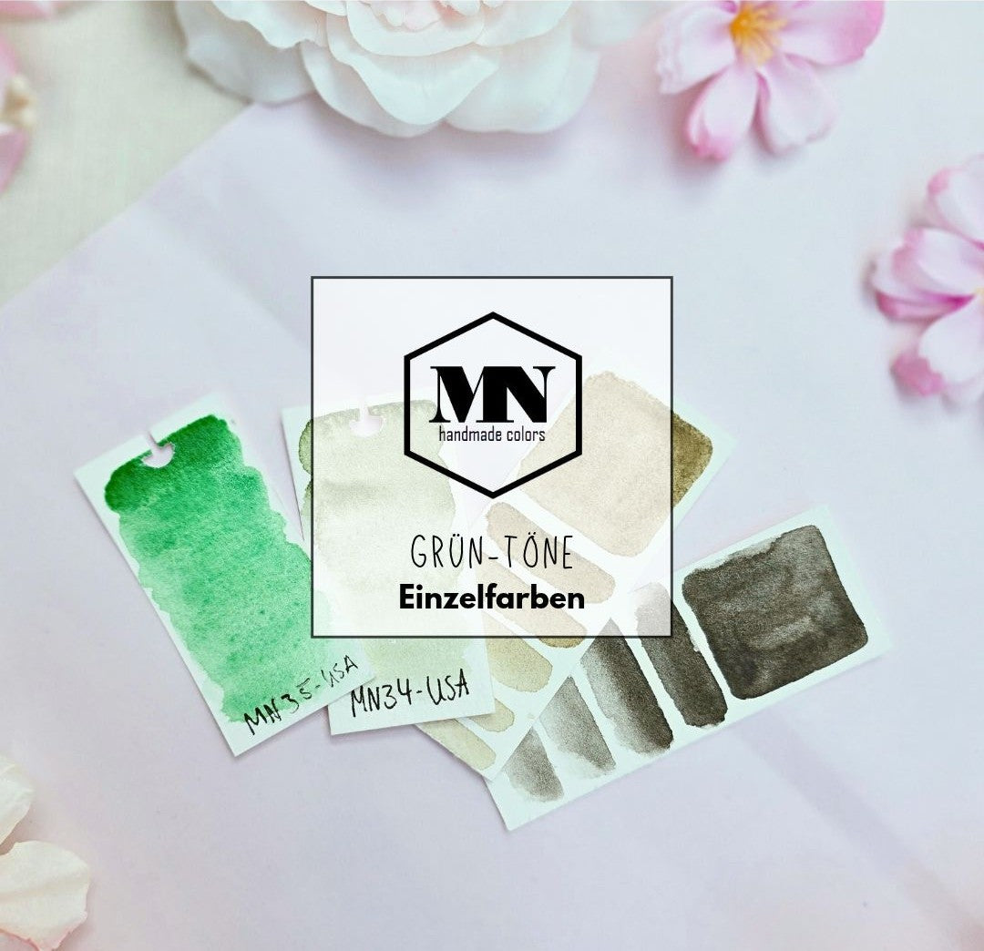 MNcolors - Grüntöne - Einzelne Näpfe - handgemachte Aquarellfarben
