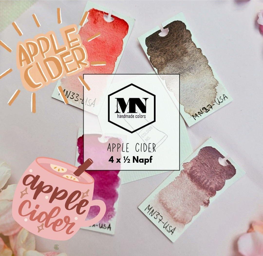 MNcolors-Set: Apple Cider 4 x 1/2 Napf - handgemachte Aquarellfarben
