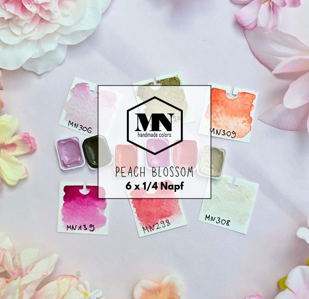 MNcolors-Set: Peach Blossom 6 x 1/4 Napf - handgemachte Aquarellfarben